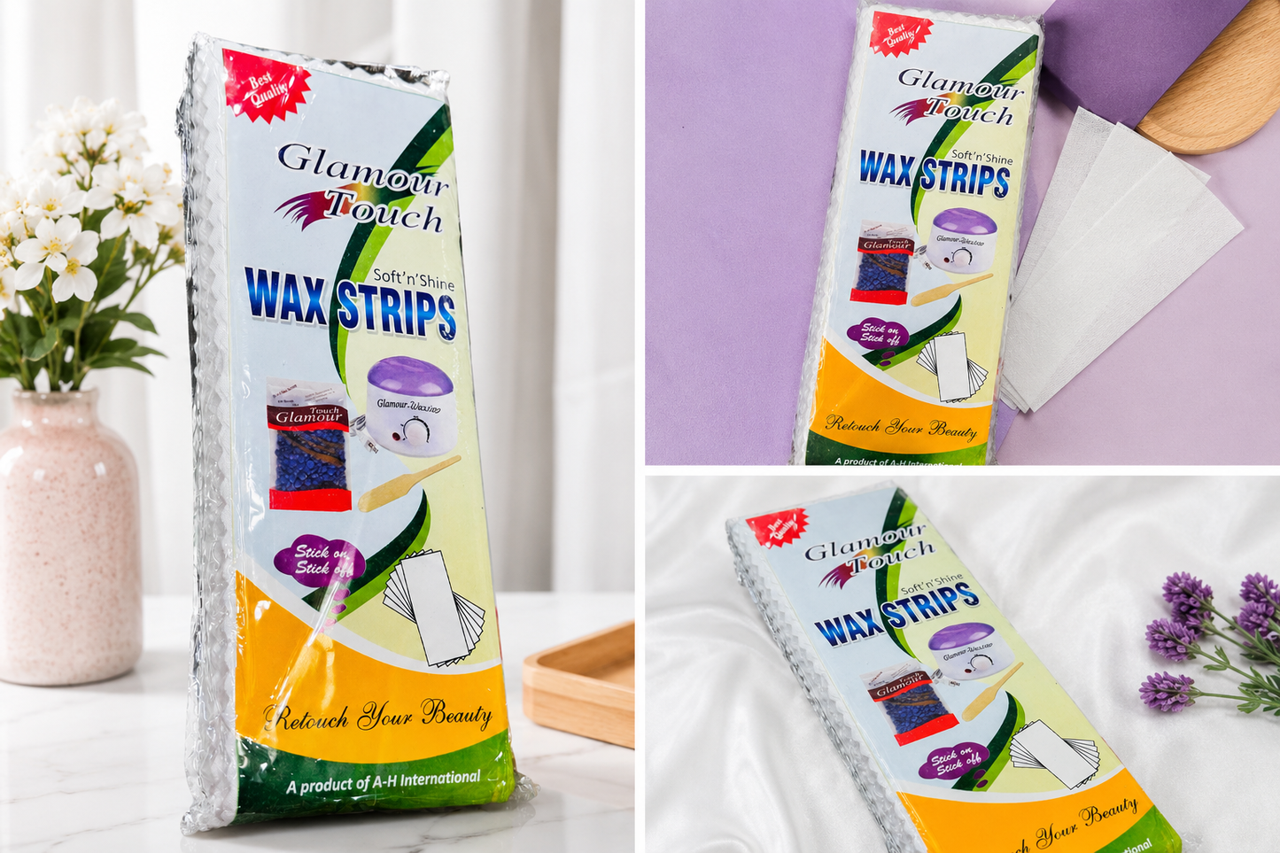 Glamour Touch Soft n' Shine Wax Strips Kit | Hair Removal Waxing Strips for Face & Body