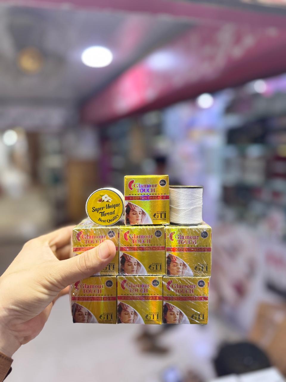 Glamour Touch Cotton Thread GTI yellow boxes with white spool