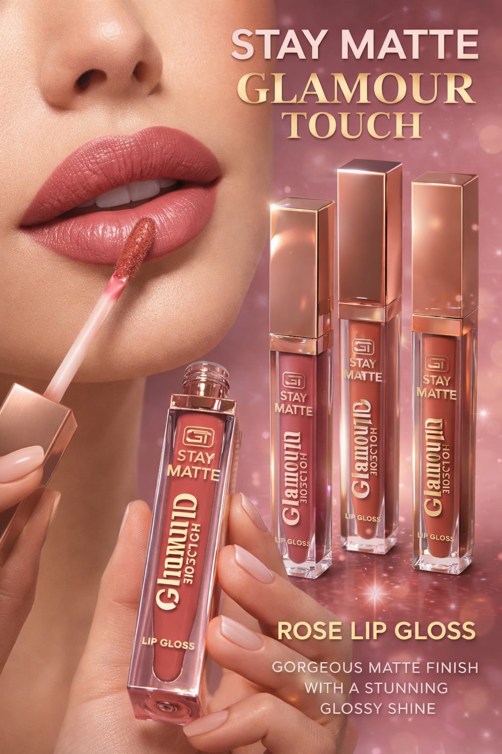 Glamour Touch Stay Matte Lip Gloss Rose promotional image