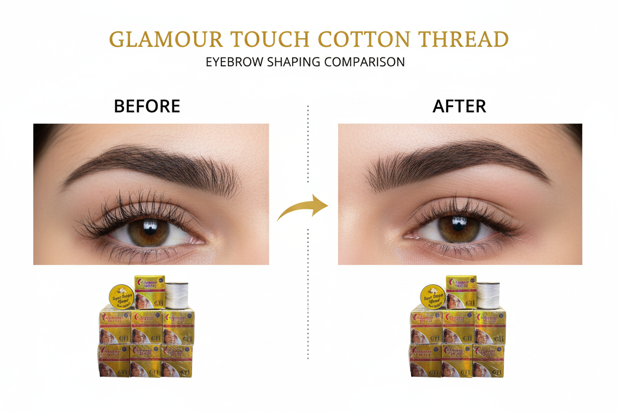 Glamour Touch Cotton Thread - Before and After Brows