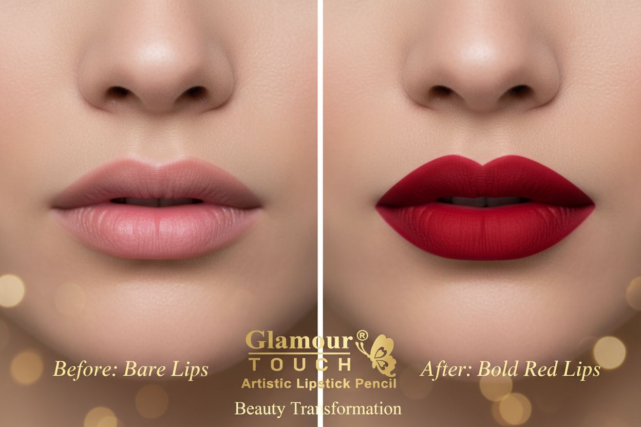 Glamour Touch Artistic Lipstick Pencil - Before and After