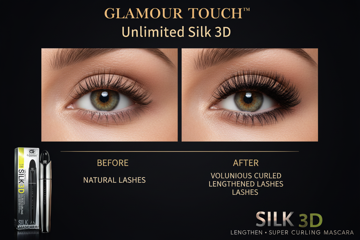 Glamour Touch Silk 3D Mascara - Before and After