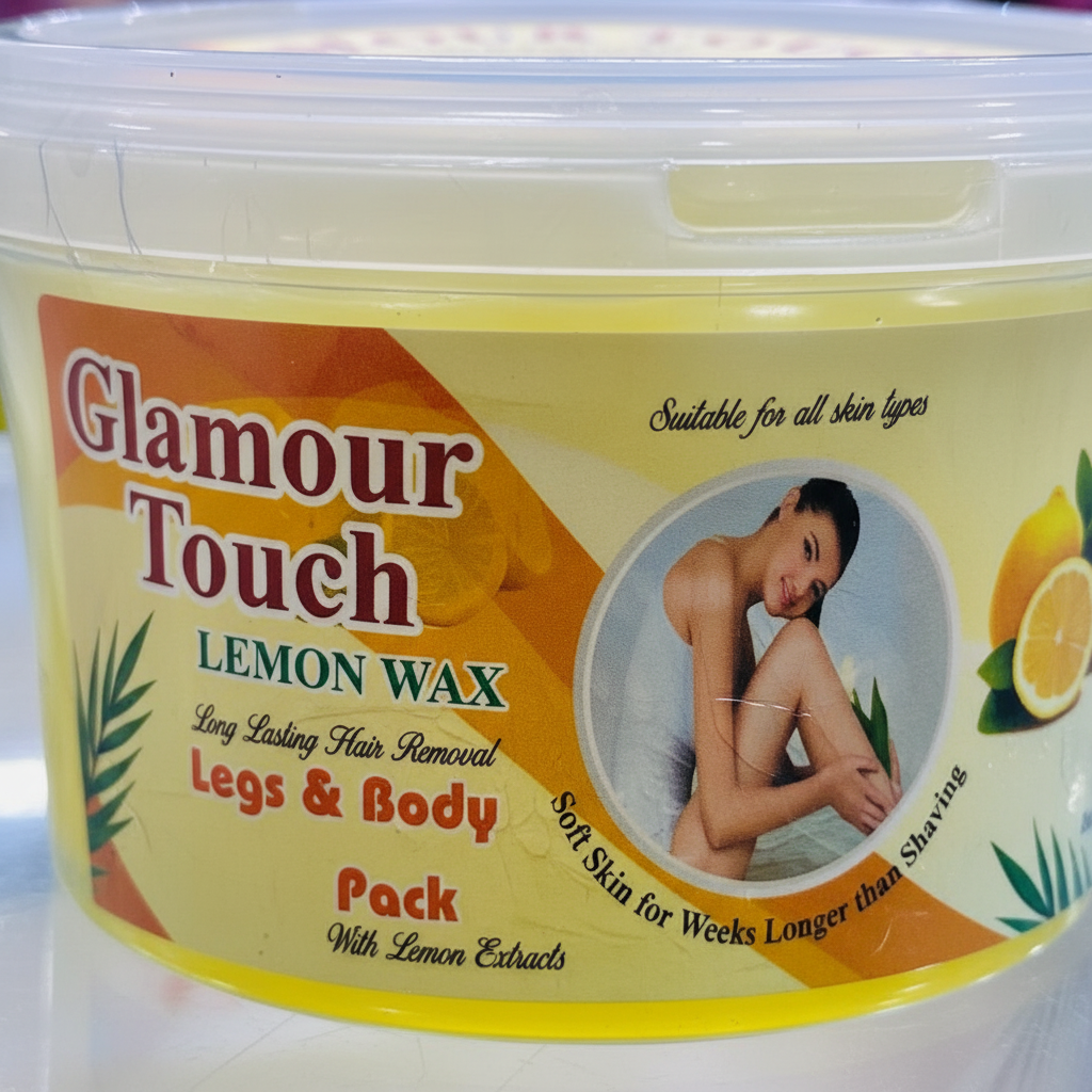 Glamour Touch Lemon Wax close-up label detail